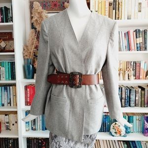 Tan Jay Grey Wool Blend Jacket Blazer P4839